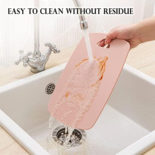 Cutting Boards for Kitchen,Plastic Cutting Board Set of 3, Thick Chopping Boards for Meat, Veggies, Fruits, with Easy Grip Handle,Dishwasher Safe (Pink, 3Pcs) (Pack of 2)