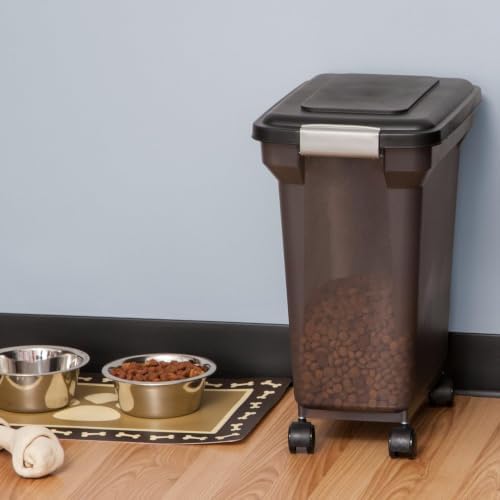 IRIS USA Dog Food Storage Container, Up to 22 lbs, Smoke, Made in USA