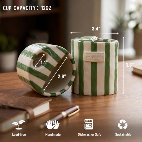Ceramic Travel Coffee Mug with Straw Hole 12oz, Espresso Cups