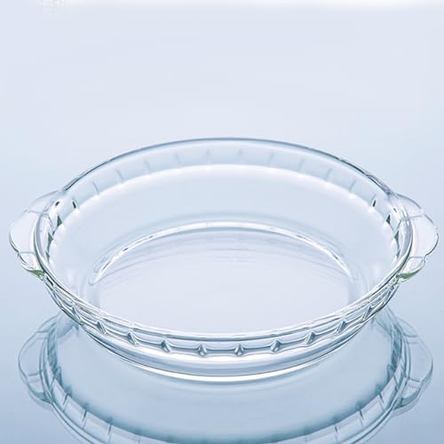 7" Glass Pie Pan for Baking with Handles Easy Grab 2PCS Round Pie Baking Dishes for Apple Pie Pumpkin Pie Salads Desserts Serving Plates