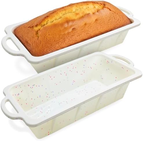 RICCLE Silicone Bread Loaf Pan 2 Pc, 9.5x5 inch inch Banana Bread Loaf Pan