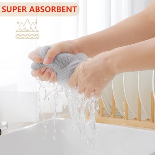 Homaxy 100% Cotton Waffle Weave Kitchen Dish Towels 12-Pack, Light Gray