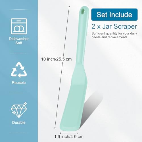 Zopeal 2 Pcs Crepe Spatula Narrow Silicone Long Non Stick, Light Blue