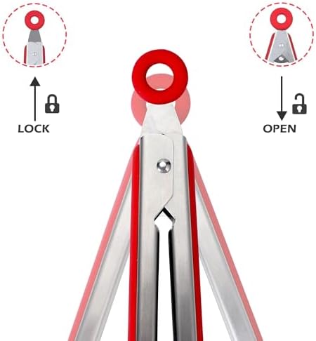 Kitchen Tongs, Food-Grade Silicone Tips with Christmas Design