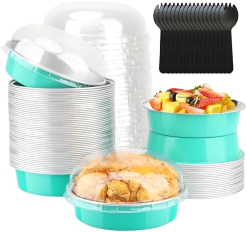 LNYZQUS 8oz Mini Pie Tins with Lids 50 Pack, 4 Inch Individual Cake Pans