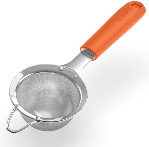 U-Taste Fine Mesh Strainer, 18/8 Stainless Steel Sieve 30 Mesh, S/Orange