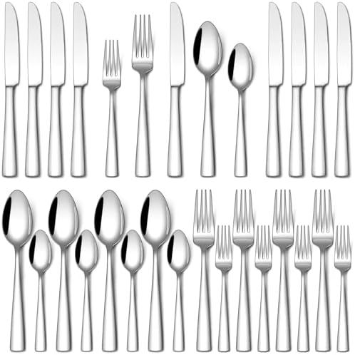 Stapava 20 Piece Silverware Set, Food-Grade Stainless Steel Flatware Sets for 4 Mirror Polished Cutlery Utensil Sets Include Dinner Knives Spoons and Forks Set Dishwasher Safe for Home Restaurant