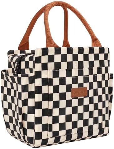 Joymee Lunch Box Women for Work Insulated Corduroy - Checker Black