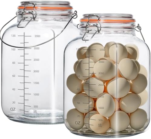 2 Pack 1 Gallon Glass Jar with Airtight Lids,Super Wide Mouth Large Mason Jars 128 oz,Glass Gallon Jugs Storage Container for Sun Tea,Kombucha,Storing,Canning