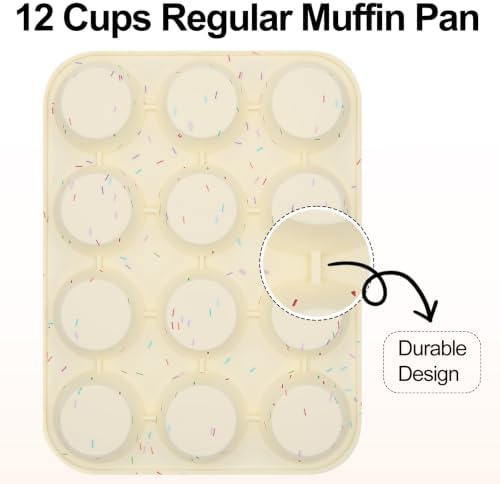 Silicone Muffin Pan for Baking, Cupcake Egg Bites Silicone Mold 12 Cup Regular Size, Oven Safe BPA Free