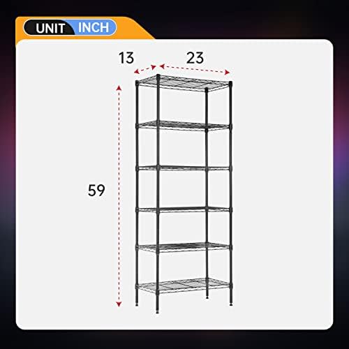 BestOffice | 6-Tier Wire Shelf | 13" x 23" x 59 | Black