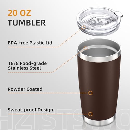 20oz Tumbler Bulk with Lid Stainless Steel Tumblers, 6 Pack