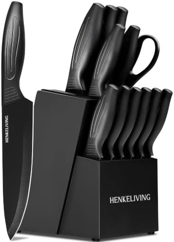 Knife Set with Built-in Sharpener Block, Dishwasher Safe