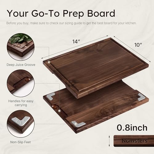 Black Walnut Wood Cutting Boards for Kitchen 14'' Wooden Cutting Board Best
