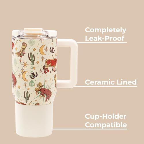 HydroJug Coffee Traveler 20oz Ceramic-Lined Mug with Handle, Rodeo