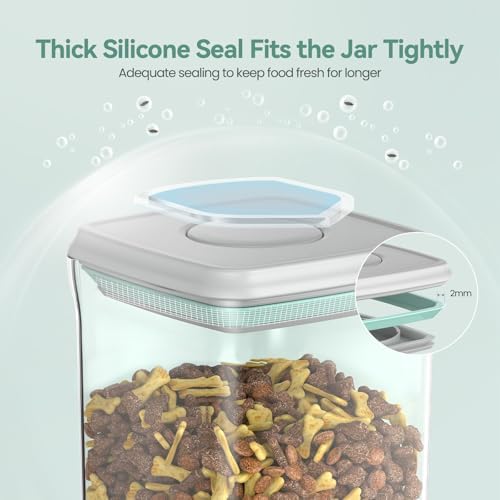 Dog-Cat POP Treat-Airtight jar-Container - 2.2 Qt/2 L | Stackable One-Touch Opening | For Snacks Candy Salt Herbs Spices | BPA-Free
