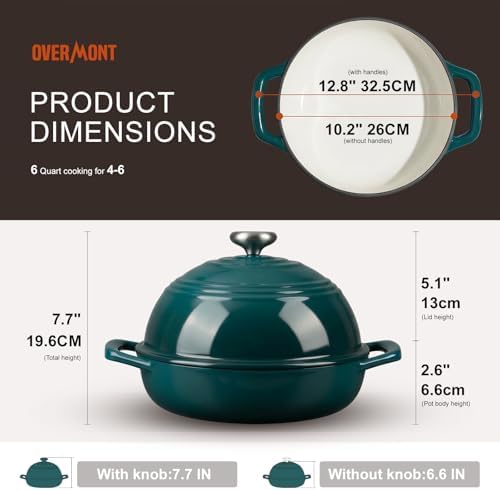 Overmont Enameled Cast Iron Dutch Oven, 6QT Bread Oven with Dome Lid Recipe