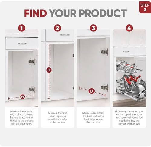 Rev-A-Shelf Dual Kitchen Cabinet Pullout Organizer, Min Open Width of 11.5"