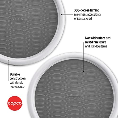 Copco Lazy Susan Turntable Organizer Set of 2, 9 Inch Rotating Cabinet and Pantry Storage, Nonslip Surface with Outer Rim, Wipe Clean