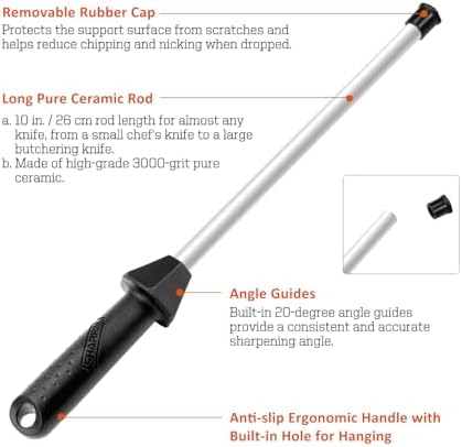 SHARPAL 118H Ceramic Honing Rod - Professional Knife Sharpener Steel