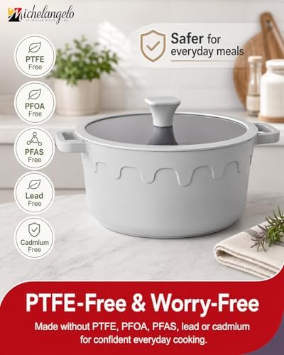 MICHELANGELO 8 Quart Stock Pot with Lid, Titanium Ceramic Nonstick Soup Pot