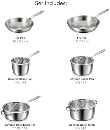 Tramontina Tempo Tri-Ply Base Stainless Steel 10-Piece Pots and Pans Set