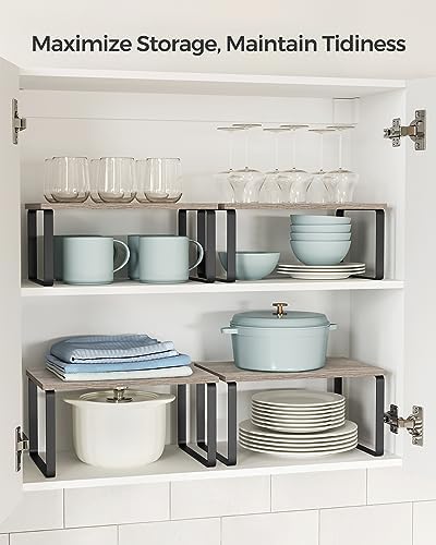 SONGMICS Cabinet Organizer Shelf, Set of 2 Spice Rack, Kitchen Storage