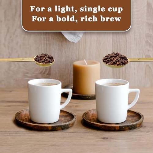 Double Sided Measuring Spoon Stainless Steel Coffee Scoop Teaspoon Measuring Spoon 1 Tsp (5ml) & 1 Tbsp (15ml) Dual-Measure Long-Handle Spoons Coffee Measurings Spoons (Gold)