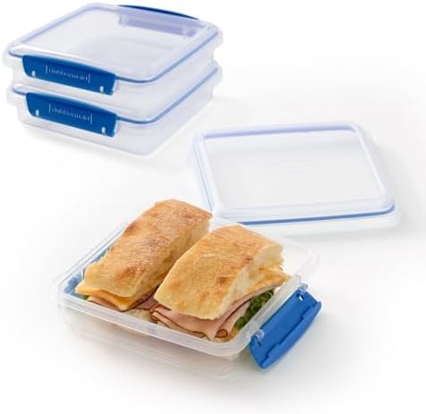 Rubbermaid Pack & Go 450 mL Sandwich Container, 3-Pack, Meal Prep Containers with Secure Seal Lids
