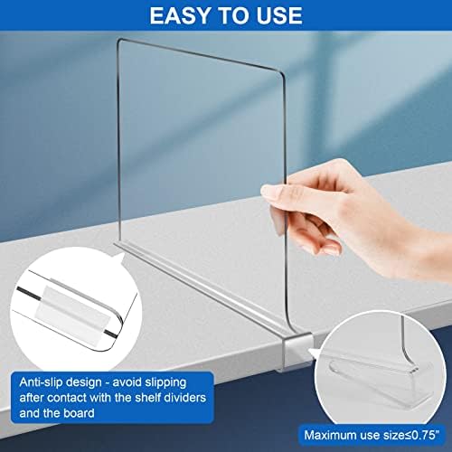 Acrylic Shelf Dividers for Closet Organization 10PCS Closet Shelf Divider Closet Dividers for Shelves Shelf Organizer for Closet Shelf Organizer for Wood Closet Separator Clear