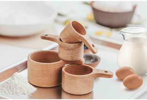 Wooden Measuring Cups and Spoons Set, 10 Piece, Handcrafted