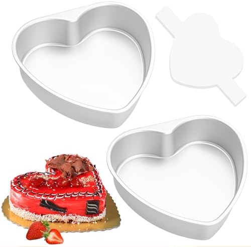 8 Inch Heart Shaped Cake Pans,2 Pack Non-stick Aluminum Heart Pan