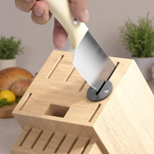 WANGMAZI 15‑Pcs Knife Block Set, High Carbon Steel, Natural