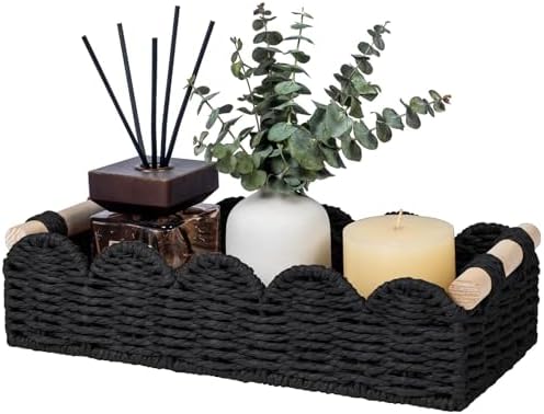 CubesLand Toilet Paper Storage Basket Organizer, Small Wicker Decor Basket