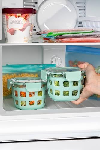 Ello Duraglass 2 Cup Glass Storage Containers with Lids, 2 Pack, Yucca