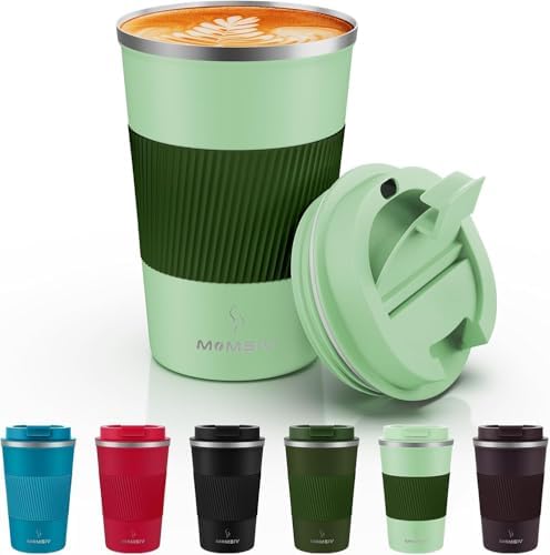 MOMSIV 12oz Travel Coffee Mug, Insulated Coffee Cup with Leakproof Lid