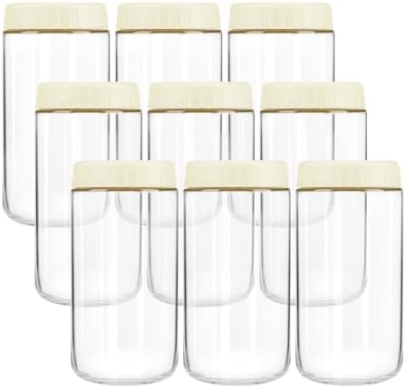 Overnight Oats Containers with Lids, 24oz Wide Mouth Mason Jars with Lids, 9 Pack Glass Jars with Airtight lid for Chia Pudding Yogurt Salad, Meal Prer Oatmeal Jars, Yellow