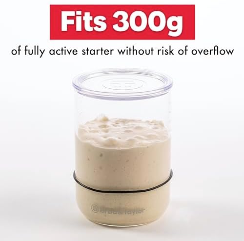 Brod & Taylor Sourdough Starter Jar (32oz) 100% Dishwasher Safe, Measurement Markings, Height Marker & Loose-Fitting Lid That Prevents Pressure Buildup (Durable Glass Jar, BPA-Free)