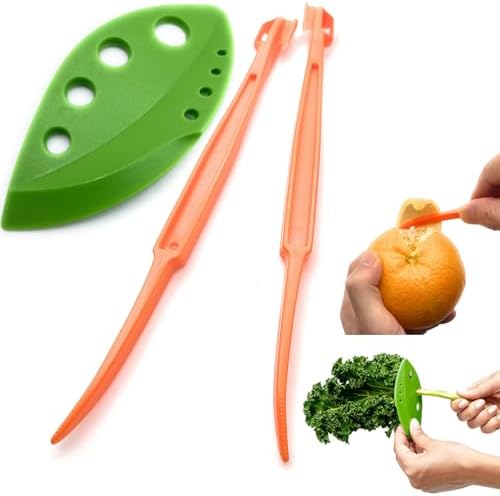 2 Orange Peeler Tool + Herbs Stripper Kale Collard Greens Leaf Stem Remover