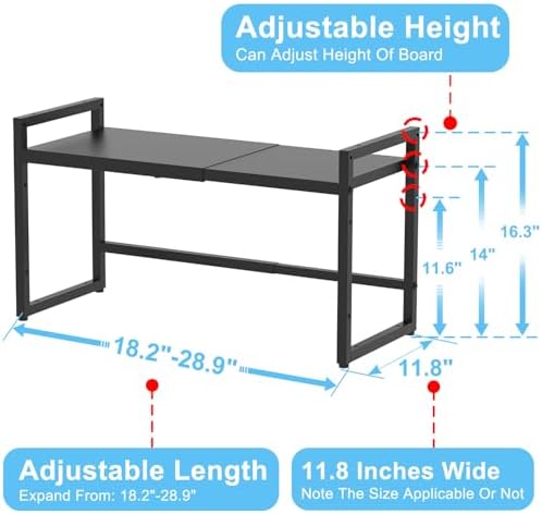 Expandable Metal Storage Shelves, 110LBS Heavy Duty Shelving Units and Storage for Pots Pans Small Appliances, Adjustable Metal Storage Shelf Organizer Rack for Kitchen Cabinets Closet Pantry Garage