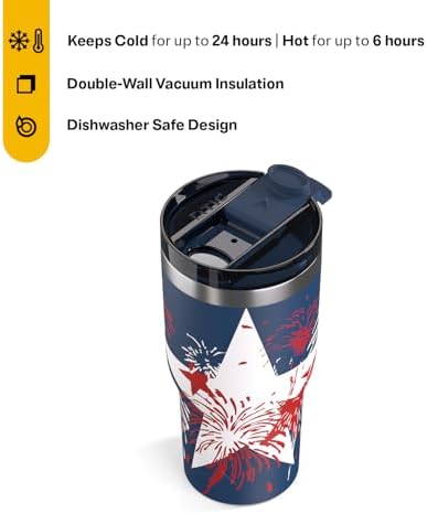 RTIC 20oz Essential Tumbler with Lid, Ceramic Lined, Fireworks