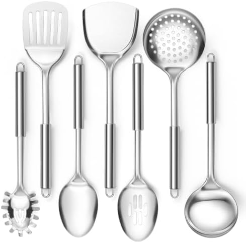 P&P CHEF Stainless Steel Cooking Utensils Set, 7 Pieces Kitchen Utensils