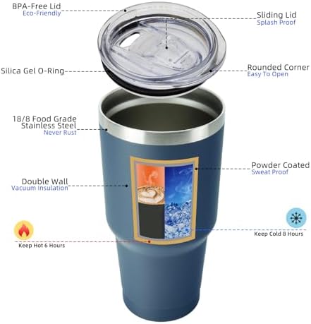 BJPKPK 30 oz Tumbler with Lid and Straw, Insulated Stainless Steel Cup