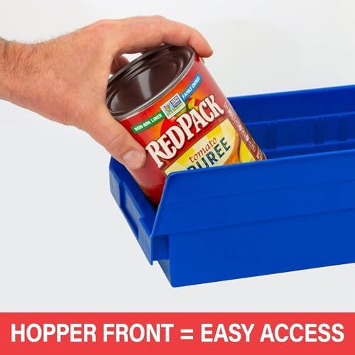 Akro-Mils 30130 Heavy Duty Plastic Shelf Bins, 12"x 6.5"x 4", Blue, 12-Pk