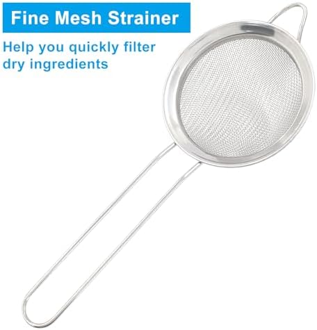 Piutouyar 8cm/3.15" Fine Mesh Strainers, Stainless Steel Kitchen Strainers