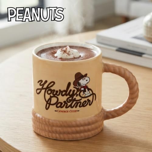 Silver Buffalo Peanuts Western Howdy Partner, 3D Sculpted Mug, 20oz