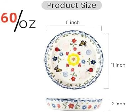 Round Baking Pan,Christmas Pie Pizza Pan, Ceramic Glaze Baking Dish for Cooking, Cake Dinner, Banquet and Daily Use