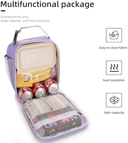 Lovoeo Lunch box Lunch bag for men women Insulated Lunchbox Lunch bags for Work Picnic Travel (Purple)