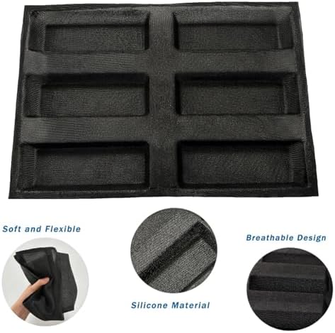 Dioycli Bread Loaf Pan for Baking Silicone Rectangular Bread Pan, 6-Cavity