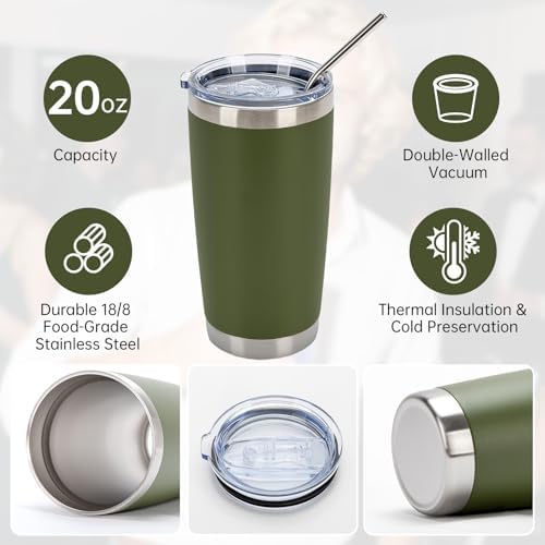 IEOVIEE 32 Pack 20oz Stainless Steel Insulated Bulk Tumblers with Lid&Straw